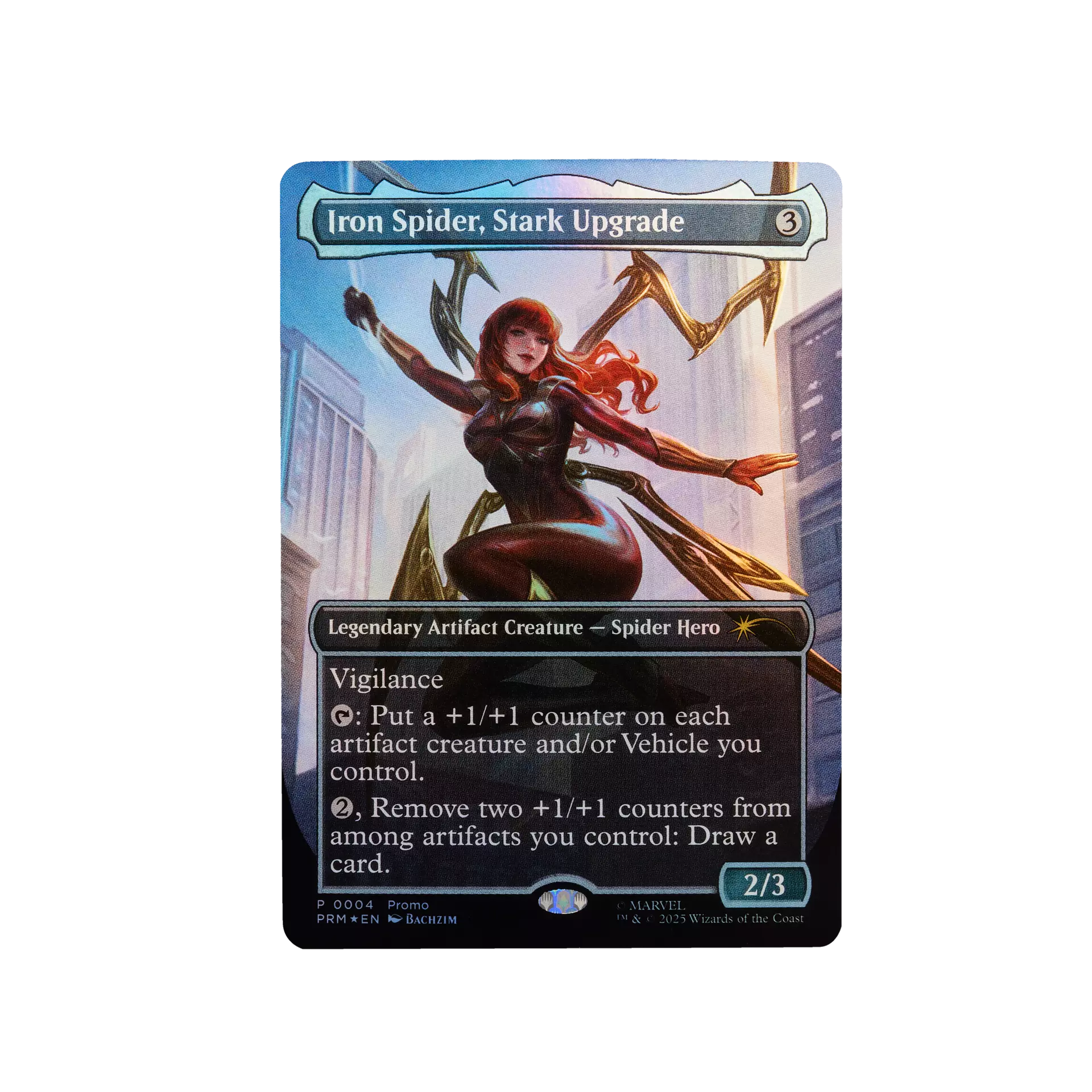 Magic: The Gathering Mary Jane Iron Spider Stark Upgrade media promo P004 Bachlim artwork – bundle exclusive