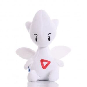 Pokémon Togetic plush 8-inch Fairy/Flying-type Happiness Pokémon with soft white fabric, red/blue triangle markings and winged design