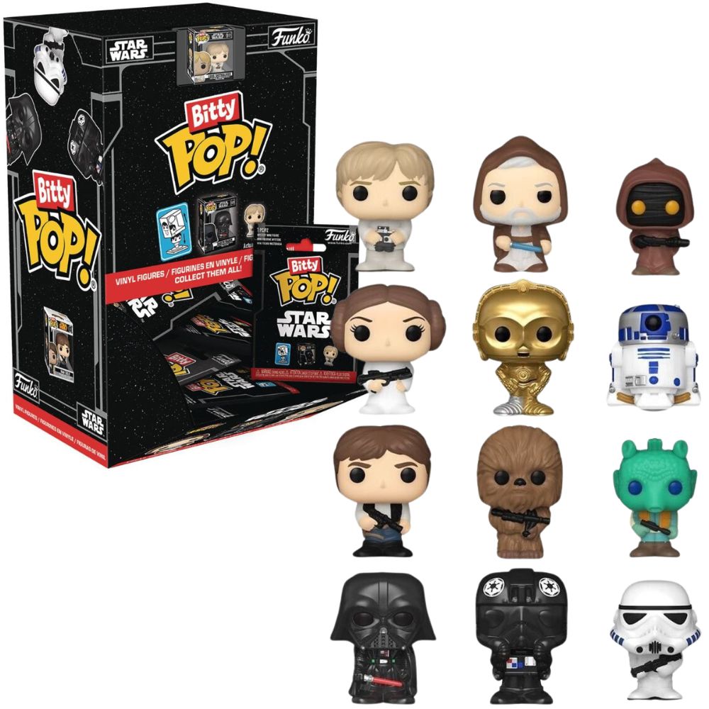 Funko Bitty Pop! Star Wars mystery minis full set – Luke Skywalker, Darth Vader, Jango Fett, Princess Leia and hyper rare hyperfoil chase figures
