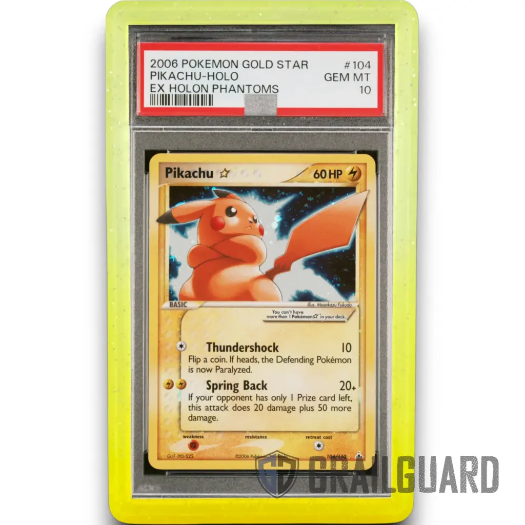 TPU protective case for PSA graded cards features vibrant yellow gradient design