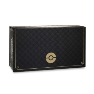 Premium black and gold quilted collector box featuring Zacian and Zamazenta