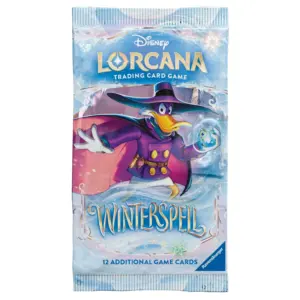 Disney Lorcana Winterspell booster pack featuring Darkwing Duck in winter attire containing 12 randomised cards