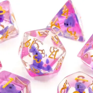 Tabletop Dominion - Resin Inclusion - Purple T-Rex - Polyhedral Dice