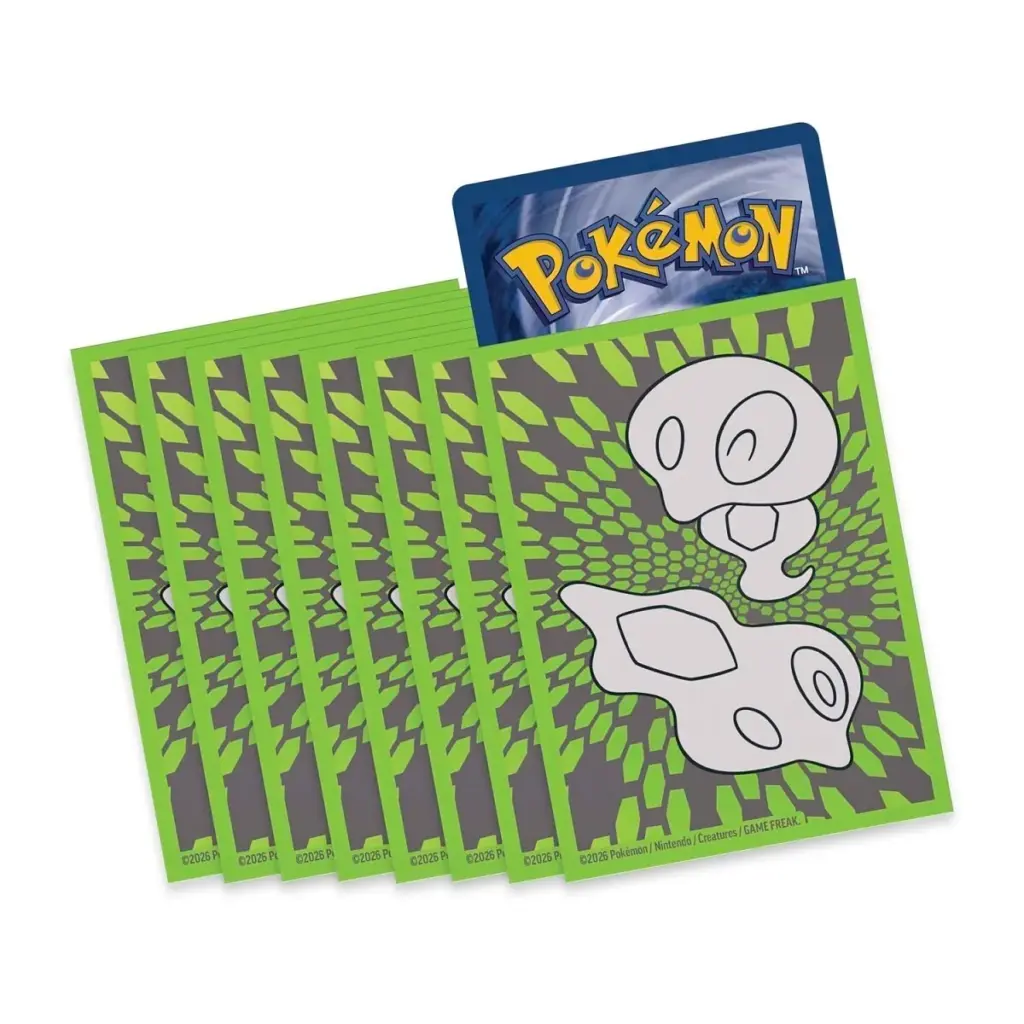 A close-up of the exclusive card sleeves from the Pokémon Center Elite Trainer Box for Perfect Order