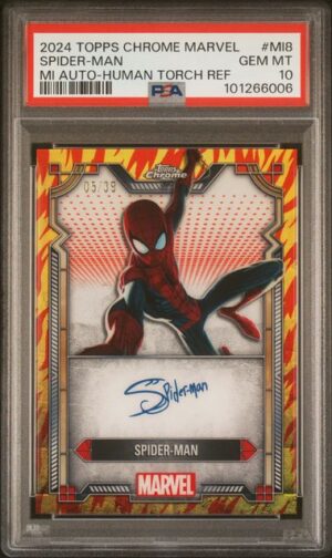 Spider-man - TOPPS CHROME MARVEL MARVEL CHARACTER AUTOGRAPHS - MI8 - PSA 10 - Cert 101266006 Front