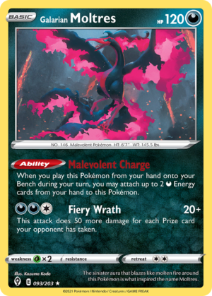 Galarian Moltres – Evolving Skies – 093/203 (Holo)