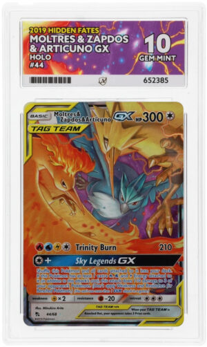Moltres & Zapdos & Articuno GX - Hidden Fates - 44/68 - ACE 10 (10/10/9/10) - Cert 652385 Front