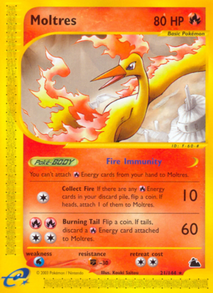 Moltres – Skyridge – 21/144 - Reverse Holo (Creased)