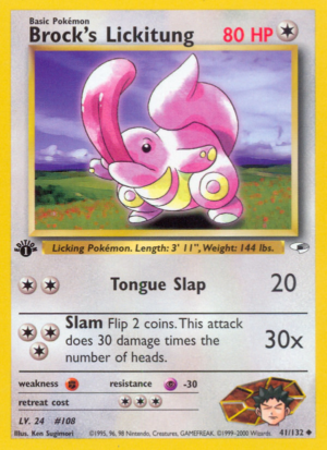 Brock's Lickitung – Gym Heroes – 41/132 - Unlimited (MP - Bend near top border)