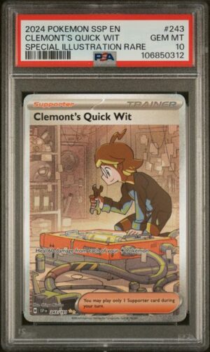 Clemont's Quick Wit - POKEMON SSP EN-SURGING SPARKS - 243 - PSA 10 - Cert 106850312 Front