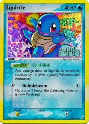 Squirtle – Crystal Guardians – 64/100 - Stamped Reverse Holo (HP)
