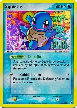 Squirtle – Crystal Guardians – 64/100 - Stamped Reverse Holo (HP)